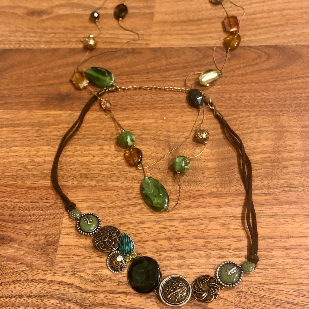 NWOT- 2 green boho necklaces